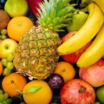 Organic food background. different fruits